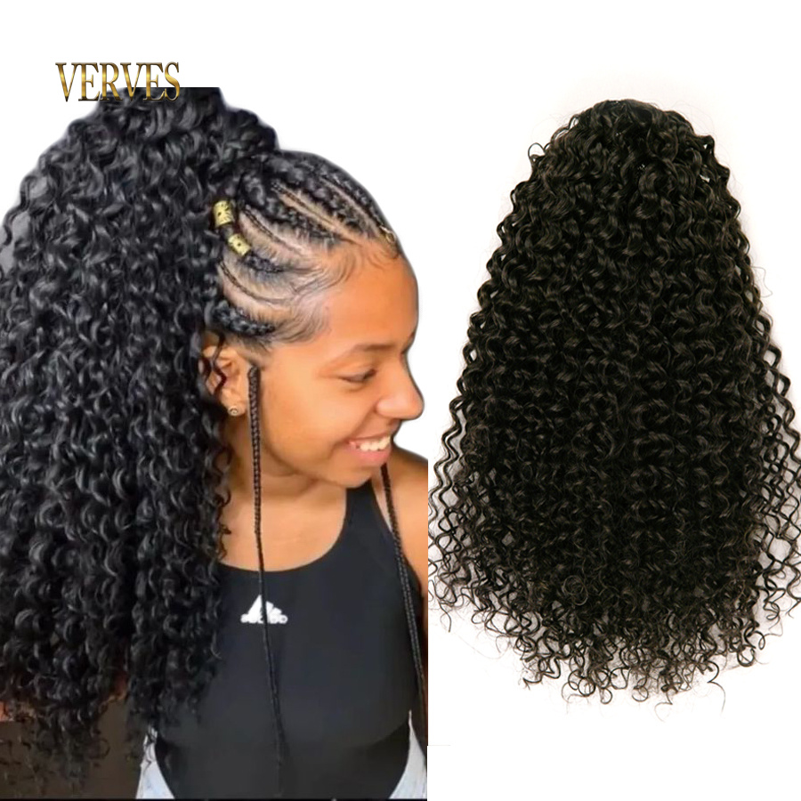 Drawstring Afro Curly Puff Ponytail - Verves Synthetische Trekkoord Bladerdeeg Paardenstaart Afro