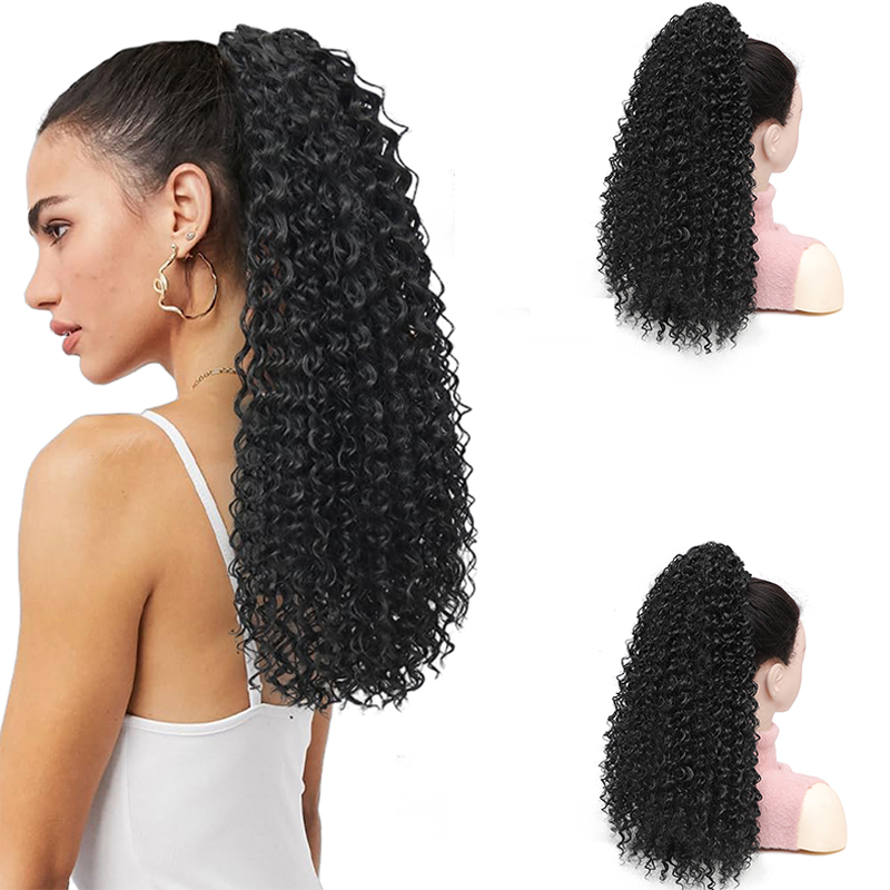 Drawstring Afro Curly Puff Ponytail - Afro Puff Krullende Paardenstaart Haarstukje Synthetisch