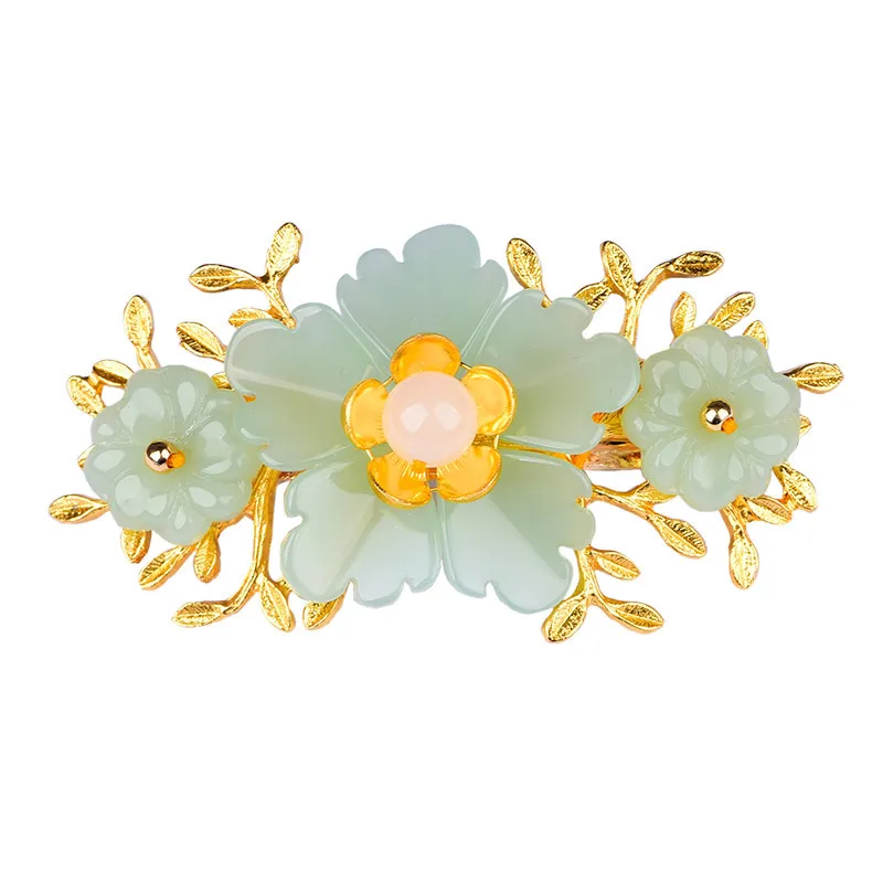 Groene Jade Bloem Barrette Des - Hair Clips recensie en prijs